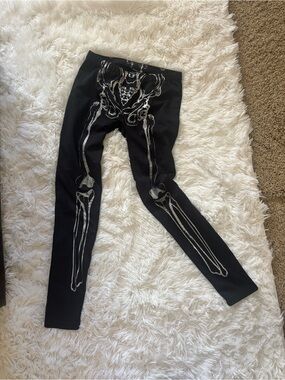 Black Skeleton Print Leggings for Women